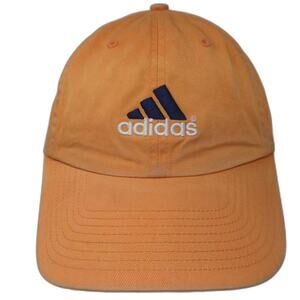 Adidas Baseball Cap Orange Blue OS Adjustable Embroidered 100% Cotton Logo Hat